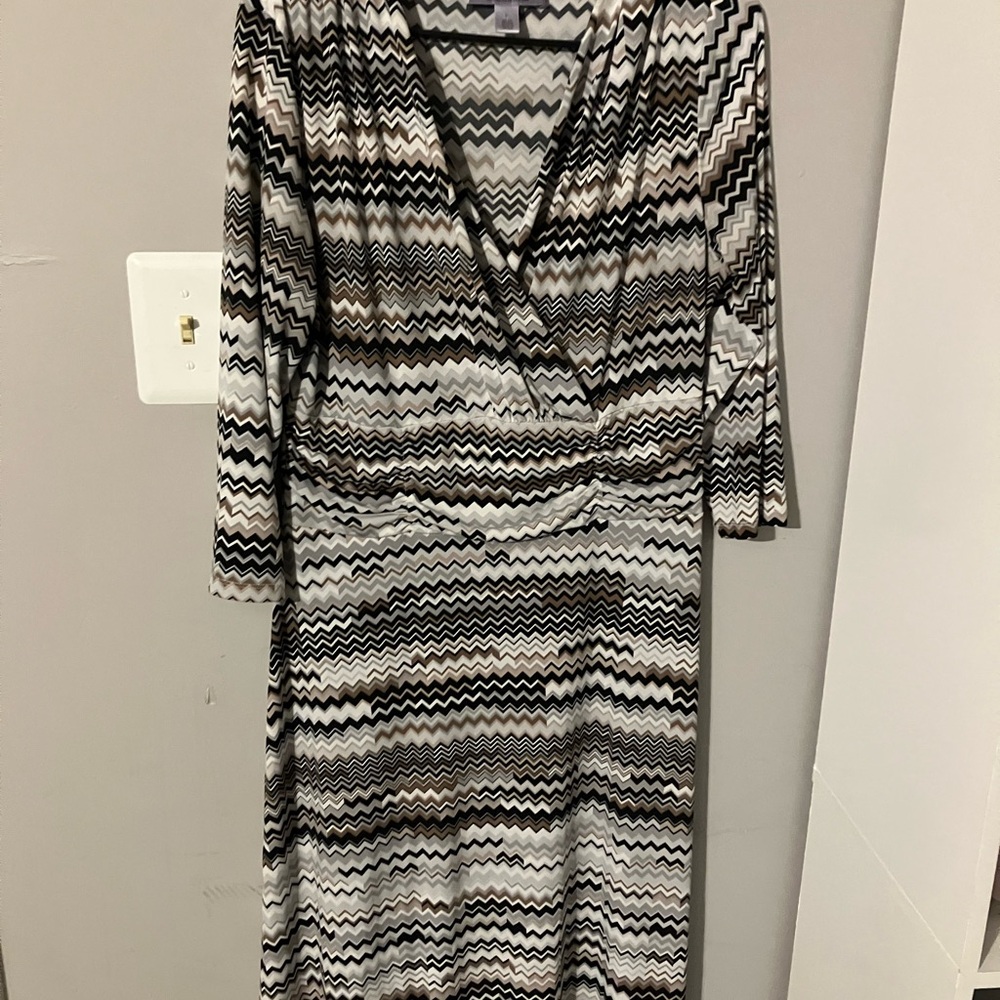 Nine & Co. Monochrome Zigzag Long Sleeve Dress